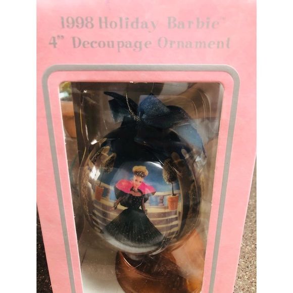 VTG 1998 HOLIDAY BARBIE DECOUPAGE 4”ORNAMENT - Picture 2 of 6